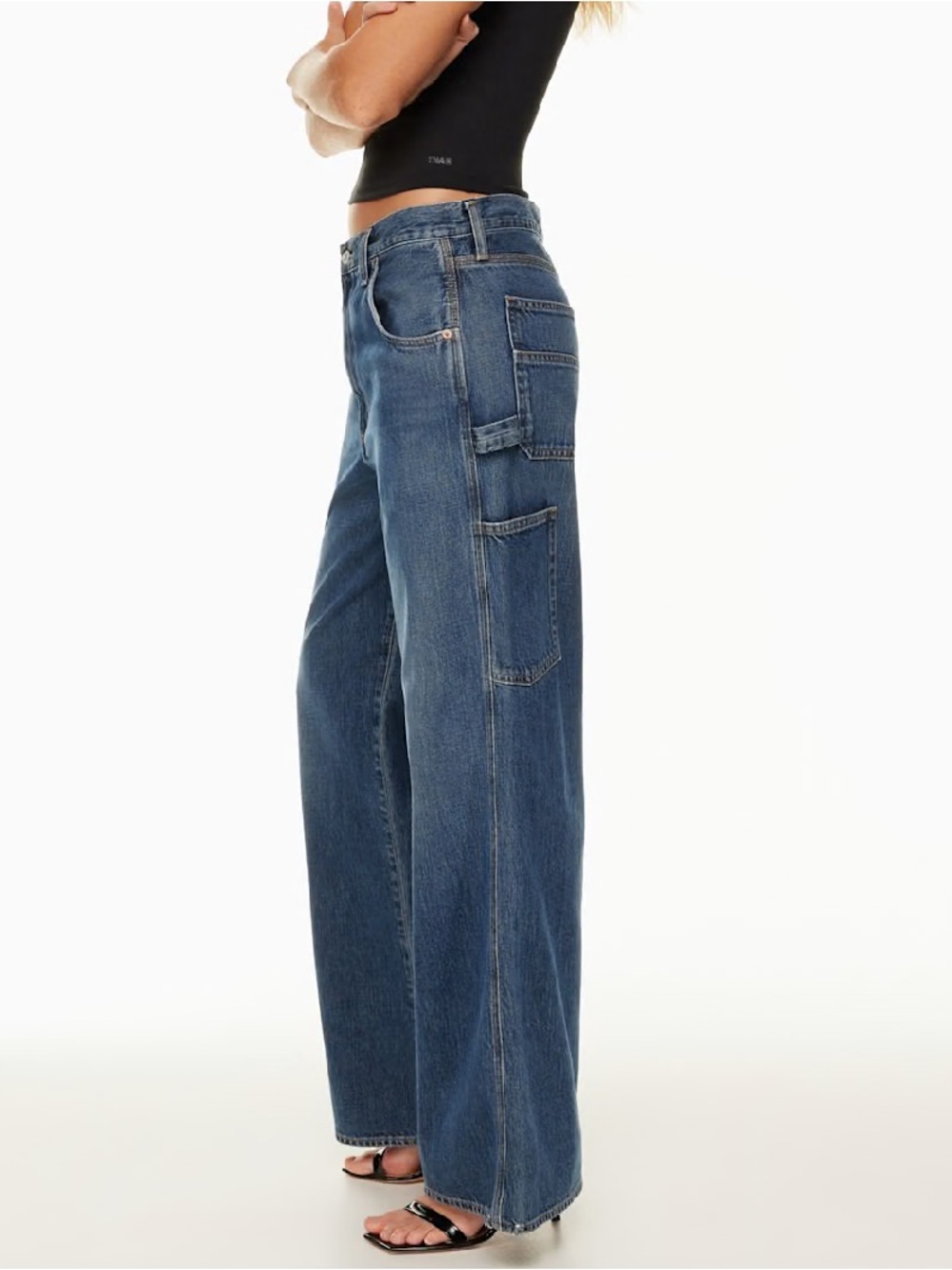 Agolde Wide-Leg Carpenter Jeans in Medium Blue - Picture 1 of 13